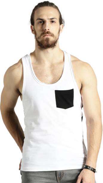 Men Solid Round Neck White, Black T-Shirt Price in India