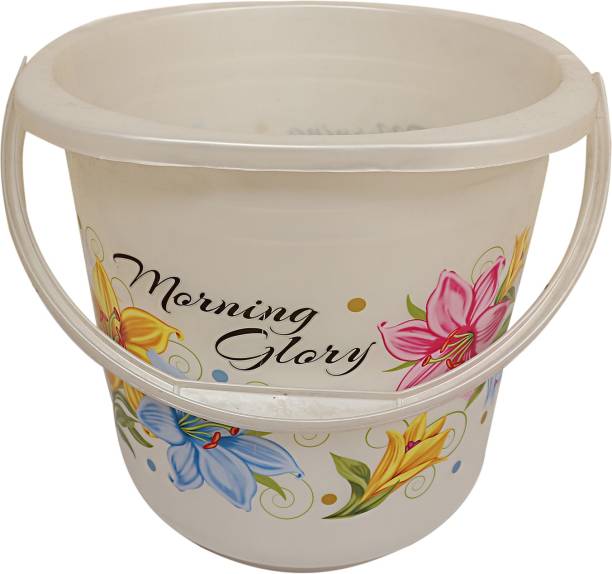 KUBER INDUSTRIES Floral Plastic Bucket, 16 litres, Off White 16 L Plastic Bucket