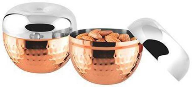 Shri & Sam High Grade Stainless Steel 2 Pcs Copper Coating Nile Canister Set  - 250 ml Steel Grocery Container