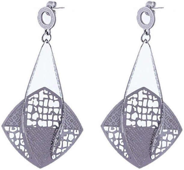TOKENZ Dangle Floral Design Silver Plated Earrings For Women And Girls