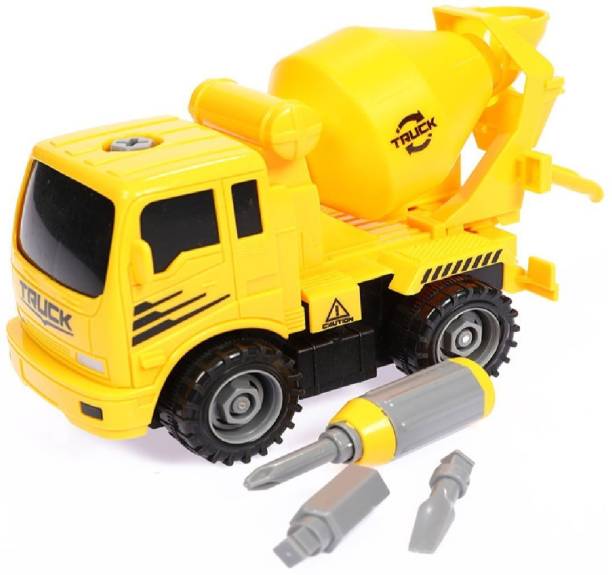 Toys Bhoomi 2-in-1 Friction Powered Take-A-Part Construction Vehicle Mixer Truck Playset