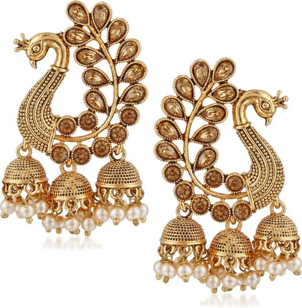 Traditional Earrings Online At Best Meenaz Wedding Bridal Gold Pearl Pea Kundan Jhumka Jhumki Earrings For Women S Party Wear Stylish