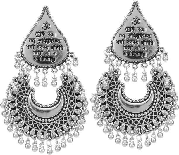 ARADHYA Beads Silver Chandbali Earring