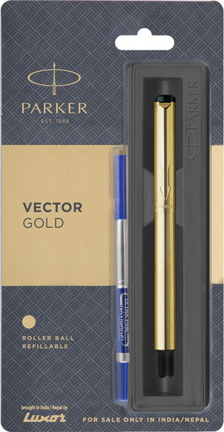 Parker Galaxy GT Roller Ball Pen Gold Trim RollerBall Black Body Blue Ink Vector