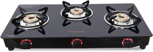 Butterfly Rapid 3 Burner Glass Manual Gas Stove