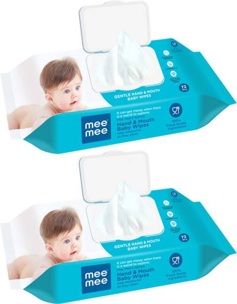 MeeMee Gentle Hand and Mouth Baby Wipes, White (Pack of 2)