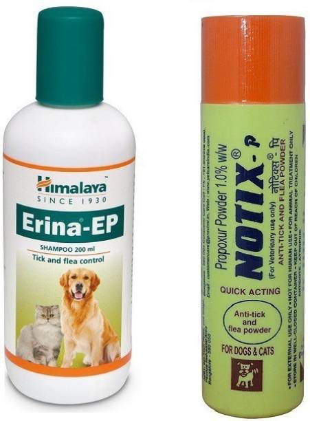 Himalaya Herbals Flea and Tick Himalya Erina EP 200 ml with Notix Powder 100 gm Dog Shampoo