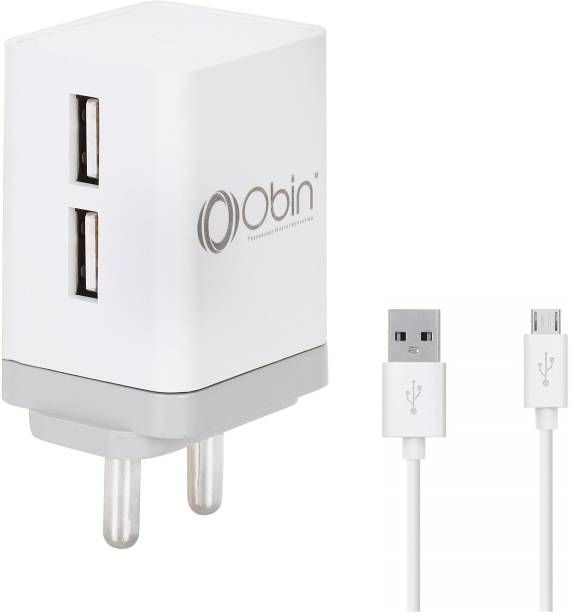 Obin EC-02 Dual Port 2.4A Fast Charging High Quality 2.4 A Multiport Mobile Charger with Detachable Cable