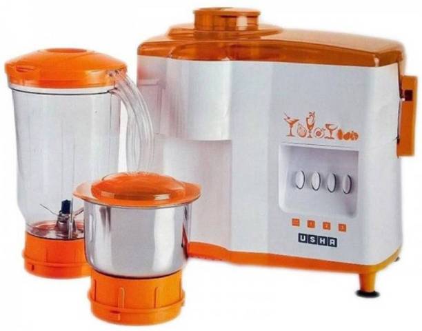 USHA 3442 450 W Juicer Mixer Grinder 8966 600 Mixer Grinder (2 Jars, Orange)