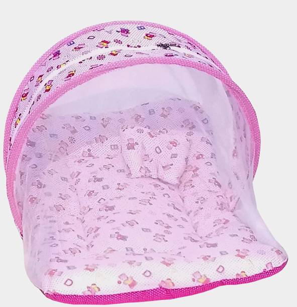 NAGAR INTERNATIONAL baby bedset abc print new born to 6 months with mosquito net pink