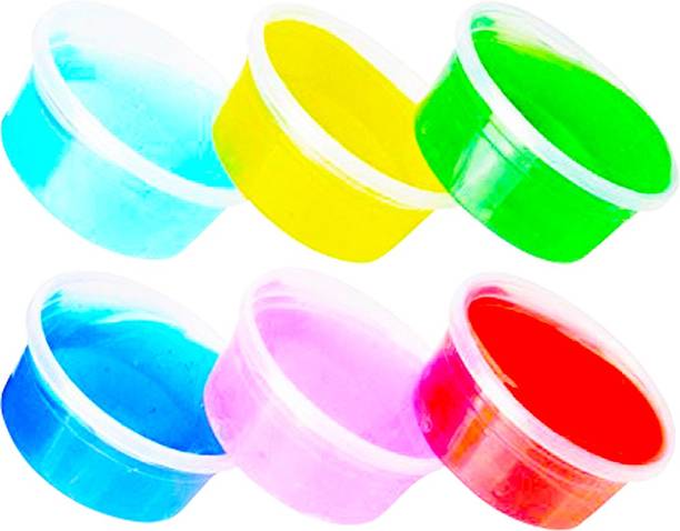 Parteet Crystal Clay Soft Slime Transparent Magic Mud | Pack of 6 Multicolor Putty Toy
