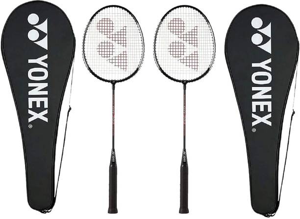 YONEX GR 303 Combo Aluminum Badminton Racquet with Full Cover, Set of 2 (Black) Black Strung Badminton Racquet