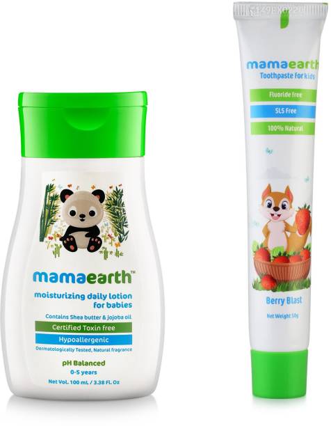 MamaEarth Moisturizing Daily Lotion for Babies + Berry Blast Kids Toothpaste â¦