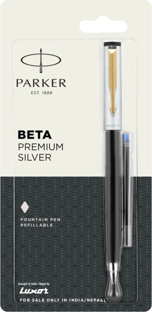 Parker Frontier Stainless Steel Gold Trim Ball Point Pen GT Blue Ink New