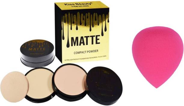 Kiss Beauty Beauty Combo of Matte Compact Powder & Sponge Puff set of 2