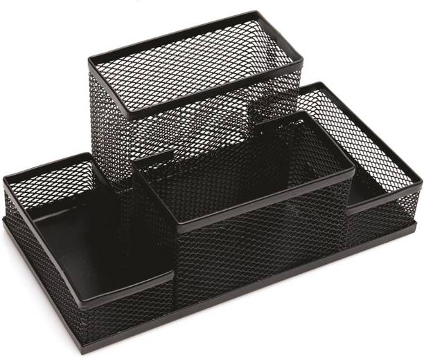 Desk Organizers At Best S In India Flipkart Smart 4 Compartments Metal Desk Organizer Stationary Holder Black