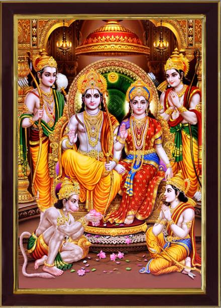 saf Lord Ram Darbar Sparkle Coated Digital Reprint 13.25 inch x 9.25 inch Painting