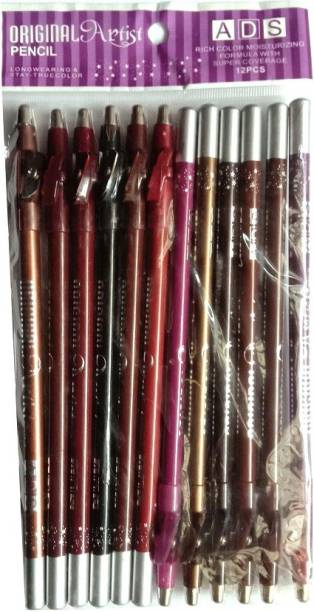 ads Perfect Eye and Lip Liner Pencil with Sharpener (Eye Liner, Lip Liner Pencil 12 Pieces)