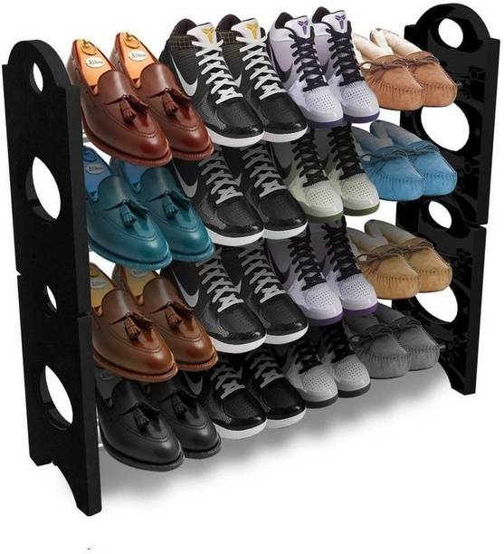 XCREET 4 Layer Foldable shoes rack Portable For Indoor and Outdoor Metal, Plastic Shoe Rack