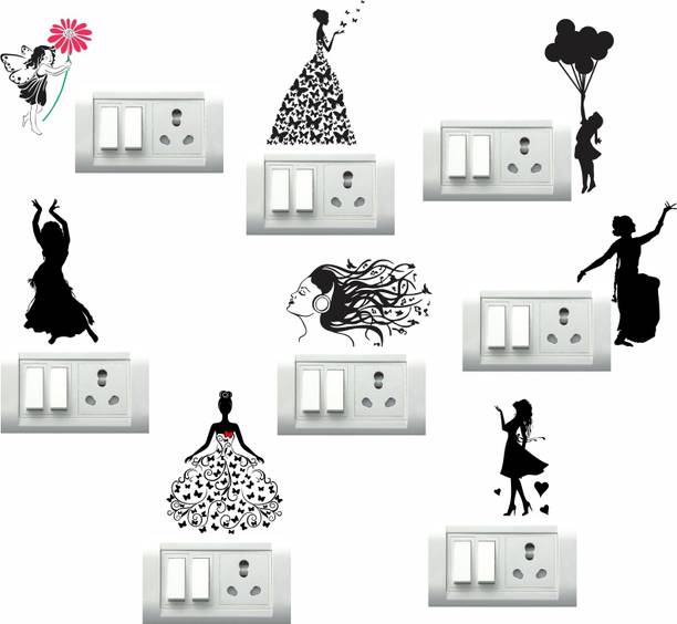 Top girl wallpaper cheap price 5stars Flipkart in India 57 STICKER STUDIO Girl Dance Wall Sticker & Switch Board Sticker Set Of 8 Medium Switch Board Sticker