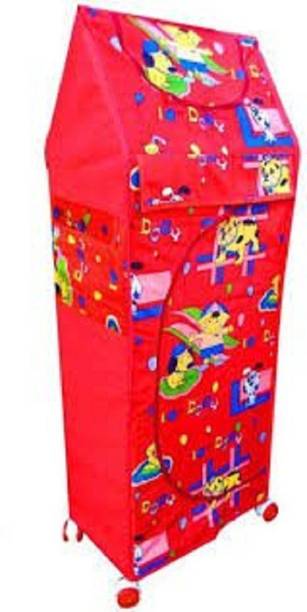 HOUZIE Multipurpose Red Toy Box/Almirah - 6 Shelves Plastic Almirah