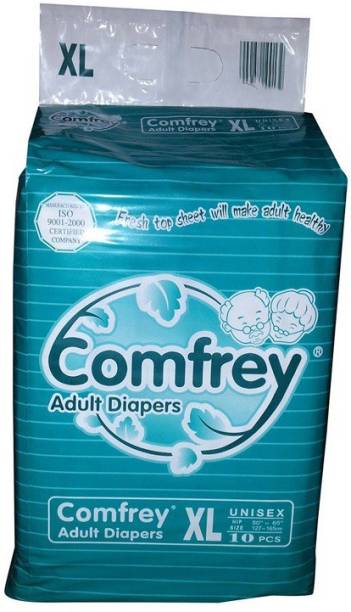 Comfrey Adult Diapers Unisex (X-LARGE) 10 Pcs/Pack, Size - 50 inches - 65 inches (Pack of 1) Adult Diapers - XL