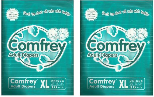 Comfrey Adult Diapers Unisex (X-LARGE) 10 Pcs/Pack, Size - 50 inches - 65 inches (Pack of 2) Adult Diapers - XL