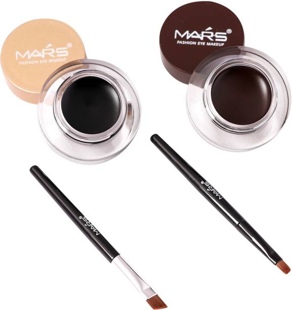 MARS 2 in 1 Black & Brown Water Proof & Smudge Proof 24hrs Gel Eyeliner 8 g