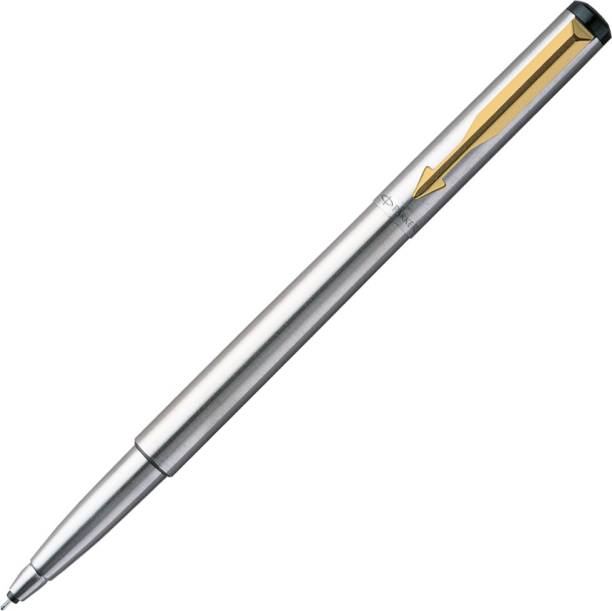 PARKER Vector Stainless Steel Gold Trim Roller Ball Pen
