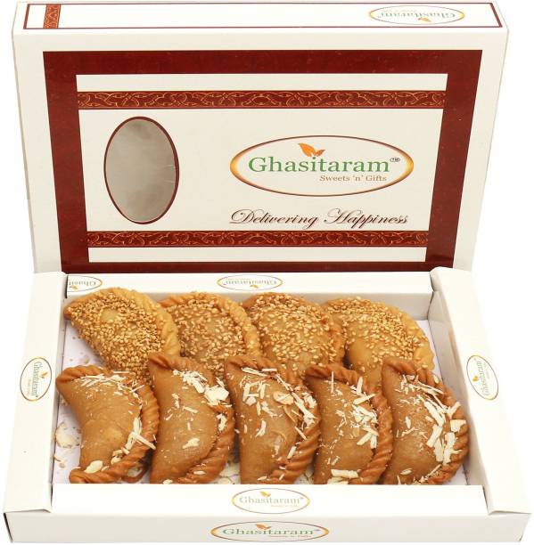 Ghasitaram Gifts Sweets- Roasted Til/ Sesame and Traditional Gujiyas Box Box