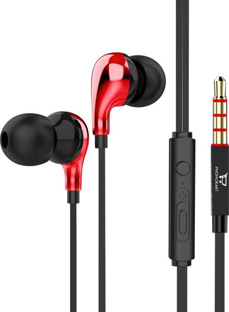 PHONOKART Tune Earphone With Mic ( Red ) Wired Headset