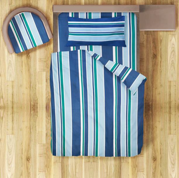 Prerak Deziners 180 TC Cotton Single Striped Bedsheet
