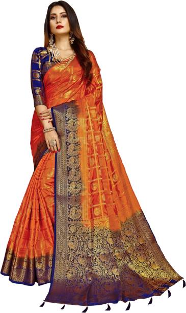 Embellished Kanjivaram Silk Blend Saree Price in India
