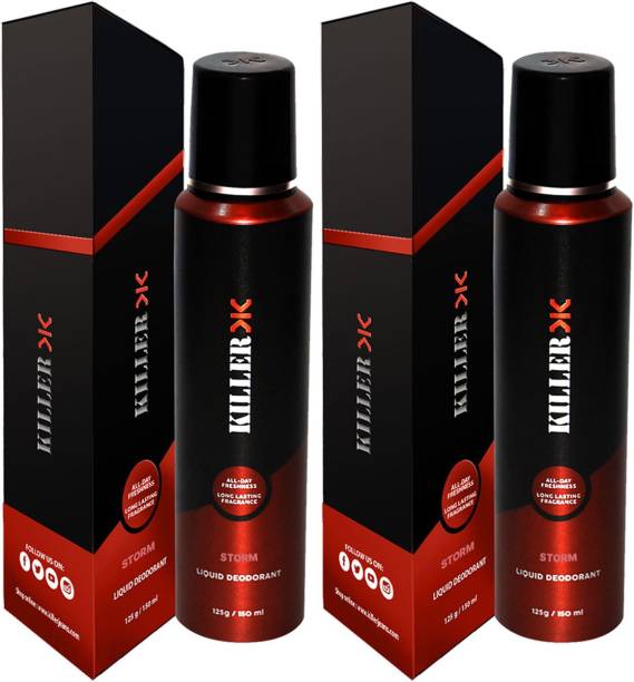 KILLER Storm Liquid Deodorant 150ML Each (Pack of 2) Perfume Body Spray - For Men & Women (300 ml, Pack of 2) Deodorant Spray  -  For Men & Women