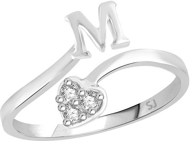 Sukai Jewels Alloy, Brass Cubic Zirconia Rhodium Plated Ring
