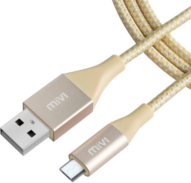 Mivi 6 Ft Long Nylon Braided Original Tough Gold Micro 2 m Micro USB Cable