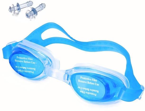 THE MORNING PLAY Kids Silicon Swimming Goggle Children Non-Fogging Anti UV Eye Protection L-BLUE Swimming Goggles