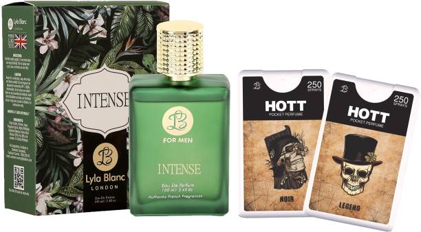 Lyla Blanc EDP Intense Perfume (100 ml) + 2 Pocket Perfume (18 ml each) Combo Offer For Men Eau de Parfum  -  136 ml