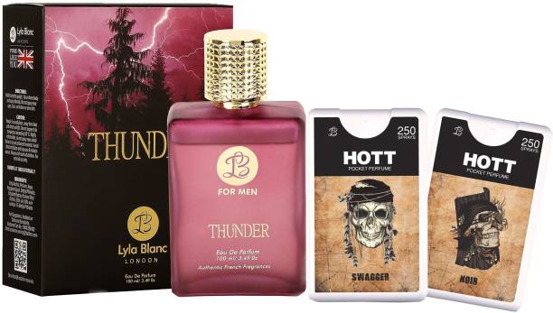 Lyla Blanc EDP Thunder Perfume (100 ml) + 2 Pocket Perfume (18 ml each) Combo Offer For Men Eau de Parfum  -  136 ml