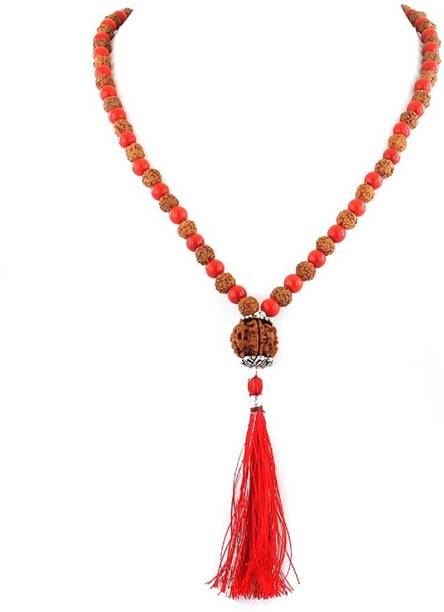 Jaipur Gesmtone Coral Rudraksh Mala Coral Stone Chain