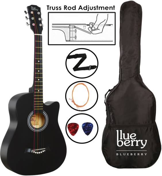 BLUEBERRY B-D38-Black, 38" Acoustic Guitar Linden Wood Plastic Right Hand Orientation
