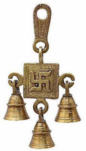 UAPAN Brass Swastika-3 Bell Brass Pooja Bell