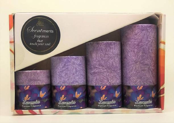 Bright Shop Aroma Scented Pillar Candle (Lavender Fragrance ) Set Of 4 ( Purple color) Candle