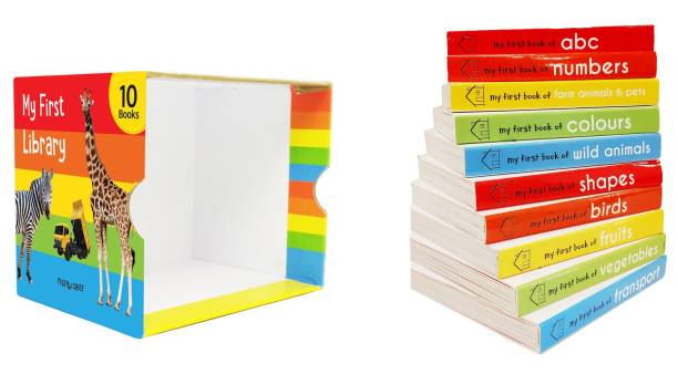 My First Library  - First Mini Library of 10 Board Books to Develop Basic Concepts for Little Scholars. Well-Researched Pictures Ensure Faster Development of a Child's Vocabulary.