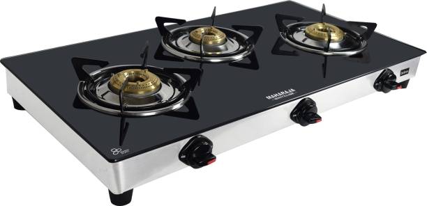 MAHARAJA WHITELINE Belenus 3B with Toughened Glass Stainless Steel Manual Gas Stove