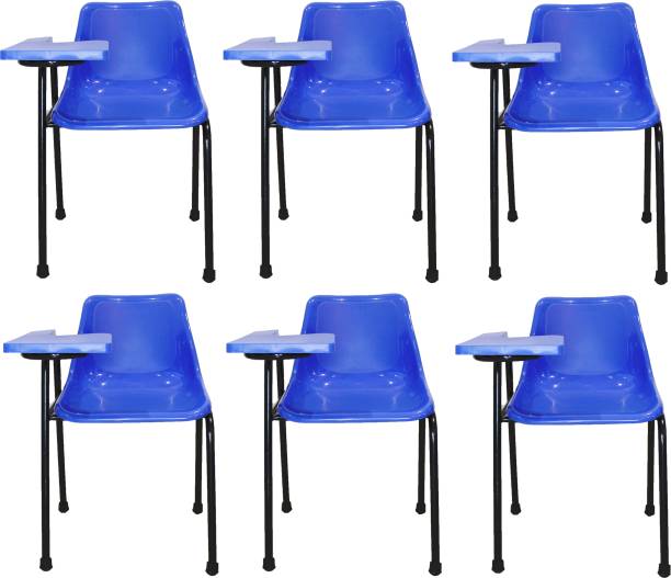 Finch Fox Student Chair & Glossy Seat & Writing Pad, Heavy Pipe, Anti Skid Buffer in Glossy Royal Blue Color (Set of 6) NA Study Arm Chair