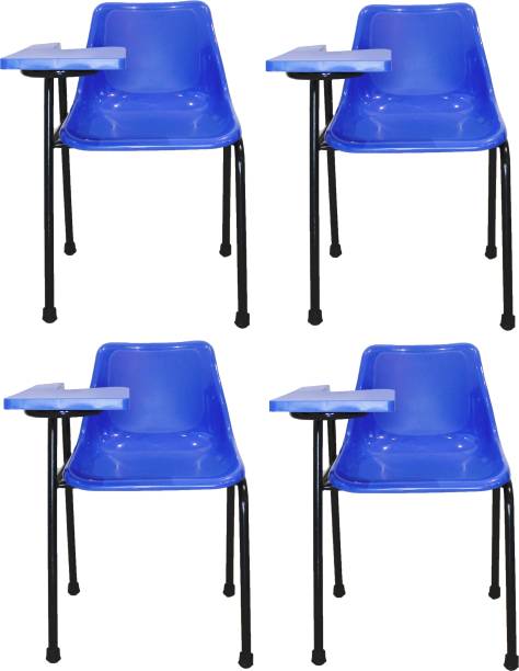 Finch Fox Student Chair & Glossy Seat & Writing Pad, Heavy Pipe, Anti Skid Buffer in Glossy Royal Blue Color (Set of 4) NA Study Arm Chair