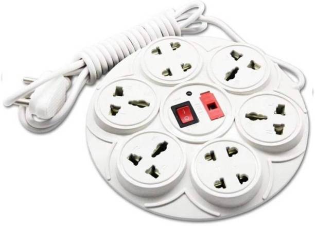 BHATNAGAR 8+1 Round Strip Extension Cord;6 Amp 8 Universal Multi Plug Point Extension Board (Cord Length: 2.50 Meter) with LED Indicator and on/Off Switch(Pack of 1) 8 Socket Surge Protector (Beige) 8 Socket Surge Protector (White) 8  Socket Extension Boards