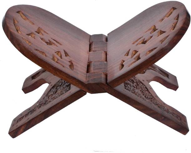 All About Wood Hand-Crafted Sheesham Wooden Carved Magazine/Book Stand/Holder/Keep- 15 inches Table Top Magazine Holder