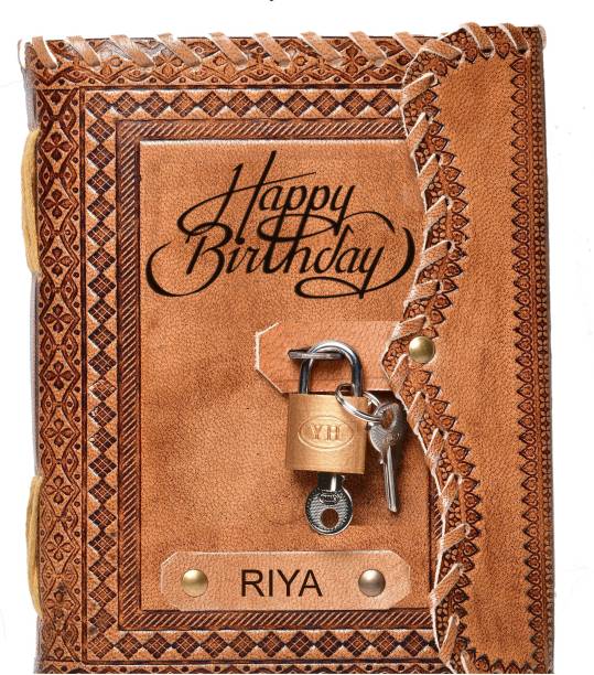DI-KRAFT RIYA Embossed Happy Birthday Gift Handmade Paper Diary with Lock A5 Diary unruled 200 Pages